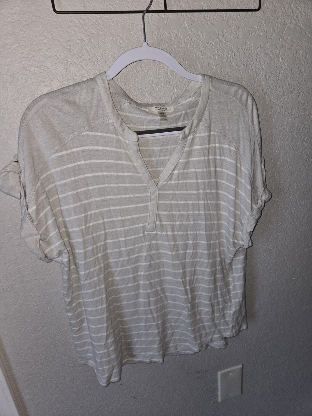 Cable & Gauge Studio Linen Cotton Striped Dolman Top Size L